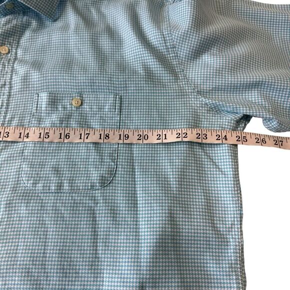 J. McLaughlin Men's Teal Houndstooth Button Up Superfine 100 2 Ply Shirt, XL - Picture 6 of 8